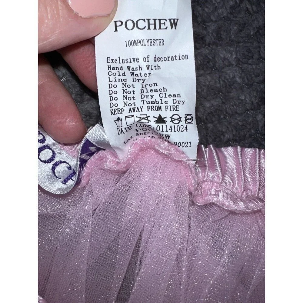 POCHEW Girls Pink Tulle Tutu Skirt Sz M